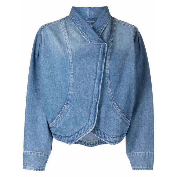 NWT Isabel Marant Medium Wash Pauline Snap Front Denim Jean Jacket 40 / L - Picture 1 of 15